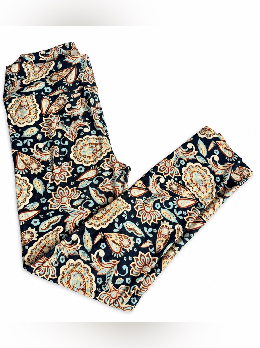 LuLaRoe OS Leggings Navy Paisley Floral Print One Size